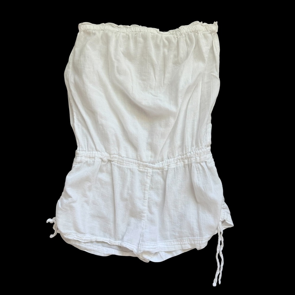 Y2K Victoria's Secret White Strapless Romper Gauze Tube Top Beach Coverup Ties